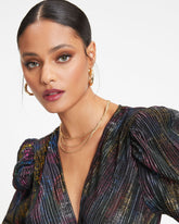 Brandee Metallic Plisse Bodysuit